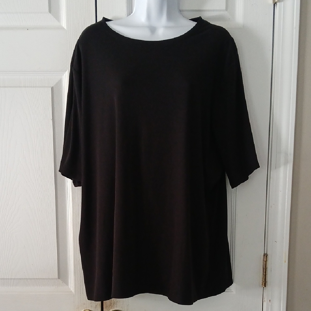 Nine West soft spun blacked ribbed short sleeve top Sz 3X NWOT